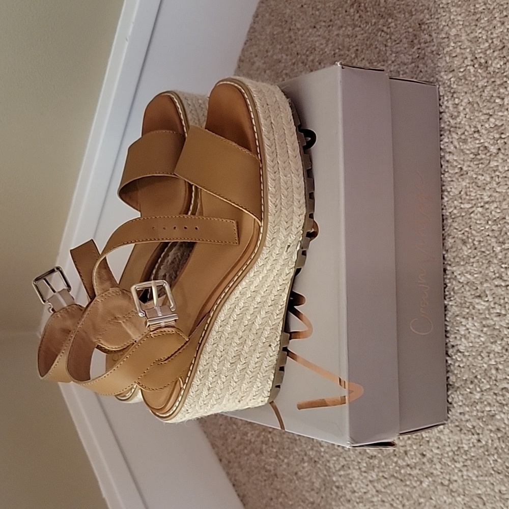 Crown Vintage CV-Pleanne warmest buff wedge espadrille sandal
